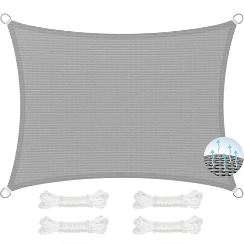 Sonnensegel Atmungsaktiv Sonnenschutz 110 x 280 cm, Sonnenschutz, Hdpe-Kunststoff, Winddicht Uv-Beständig Reißfest, Sonnensegel Sonnendach Segel, für Terrasse Garten, Hellgrau