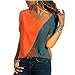 Produktbild WinCret Lässige Tshirt Damen - Atmungsaktiv Patchwork Farbblock Oberteile Kurzarm - Asymmetrische Sexy V-Ausschnitt Sommer T-shirt