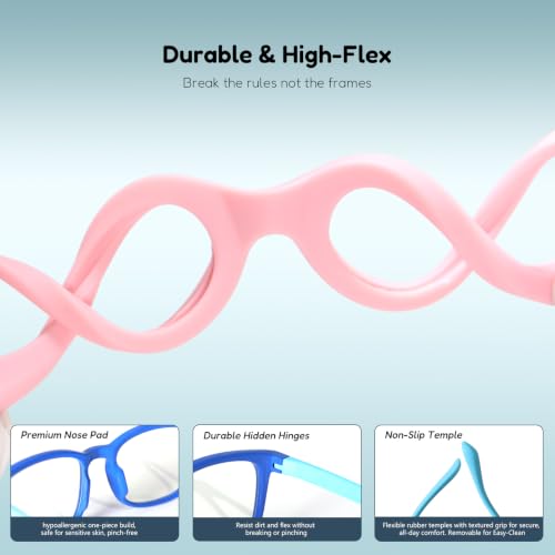 Image of EYEBUDDY Blue Light Glasses for Kids Boys Girls,Computer Gaming Bluelight Glasses,Fake Glasses for Ages 2-12
