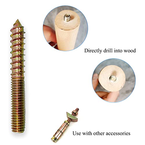 Image of 12 Pack 3 /8-16 x 3 Inch Hanger Bolts 3 /8-16 inch Double Headed Bolts 3 /8 Wood Dowel Screw Self-Tapping Screw Hanger Bolts for Furniture Double Head Threaded Rods Bolt 75mm Length