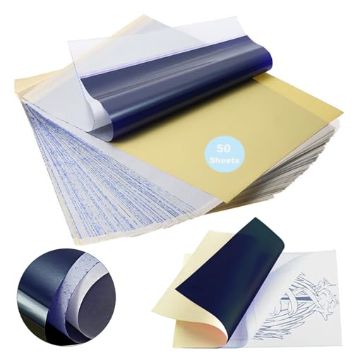 Yuelong Tattoo Transfer Paper 50 Sheets - A4 Thermal Stencil Paper for Tattooing, 4 Layers High Definition Transfer Paper, DIY Tattoo Tracing Paper for Tattoo Transfer Kit Tattoo Studio Supplies