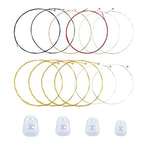SAVITA 2 Sets Akoestische Gitaarsnaren, E-A Snaren, 1 Messing Pakket en 1 Kleurenmengselpakket met 4…