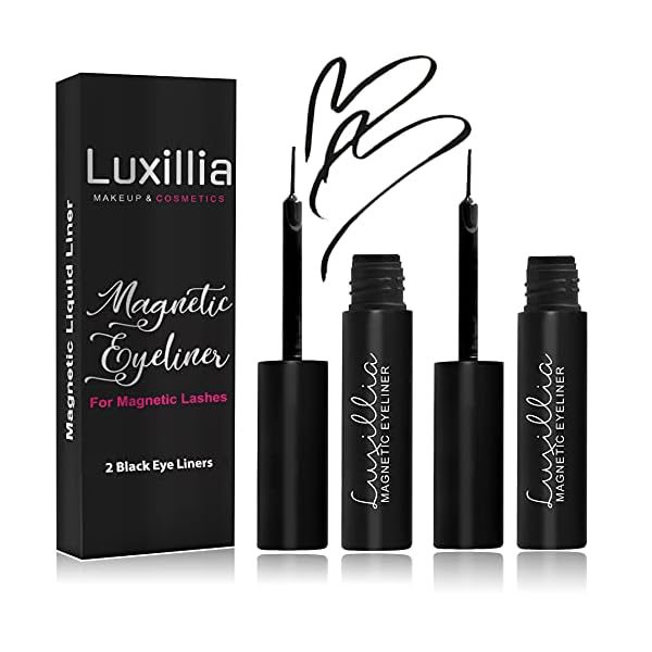 Luxillia Black Magnetic Eyeliner for Magnetic Eyelashes, Upgraded Strongest Hold, Most Natural Look, Waterproof, Smudge Proof Liquid Liner (Pack of 2)