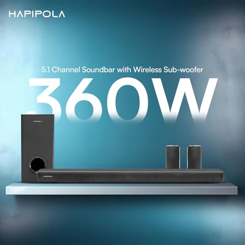 Image of HAPIPOLA Dynamite360 5.1 Channel Home Theatre System, 360W RMS Output, HDMI Input, BT5.3 Connectivity, Optical Input, Aux Input (Dynamite 360)