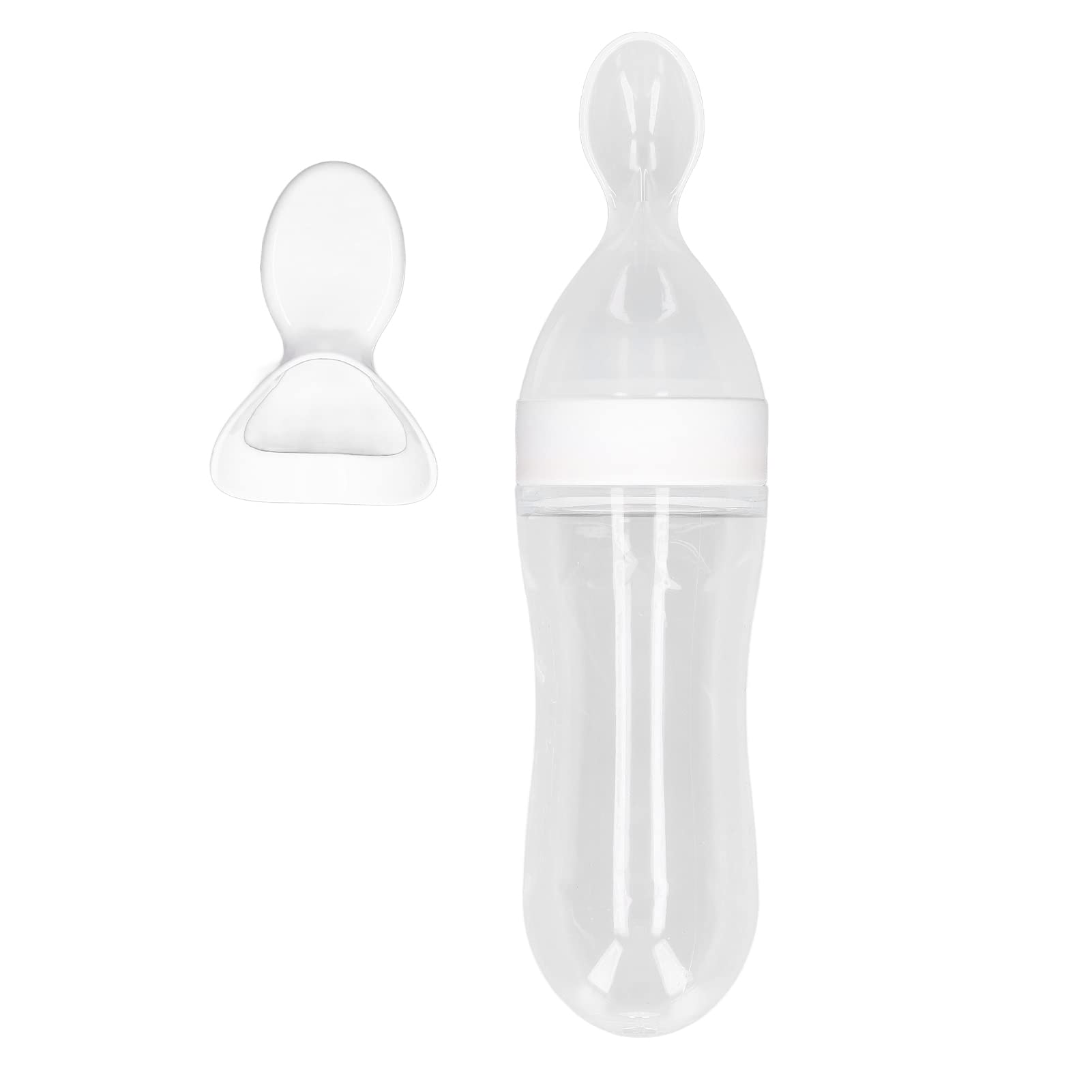 Bottle Spoon Food SpoonFeeding Bottle Spoon Convenient Practical Gel Material Light Weight Portable Extrusion Type Feeding ToolWhite Little Bottle The Offe and to Your Designed (White) — image 1