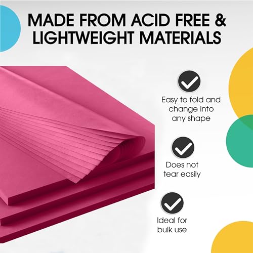Image of Party Solids Hot Pink Tissue Paper for Gift Bags - 15 inch X 20 inch Bulk Tissue Paper Hot Pink 480 Sheets 17 GSM - 10lb Newsprint for Packing, Birthday Gift Box Filler, Packing Supplies & Moving Supplies