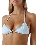 Sky Blue Ribbed Triangle Bikini Top by Melissa Odabash US