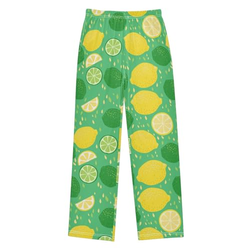ZZXXB Lemon Lime Fruit Boys Long Pants Soft Trousers Elastic Waist Kids Lounge Bottoms with Pockets S-XL