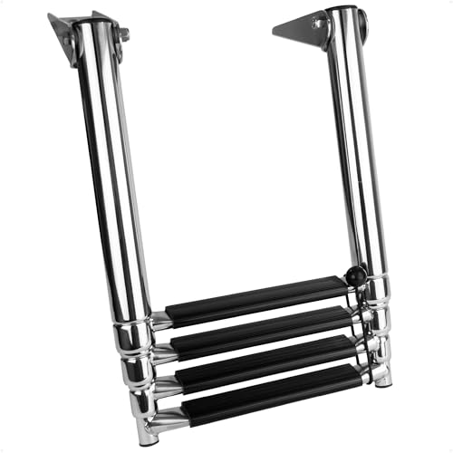 Five Oceans 4 Step Telescoping Boat Ladder - Over Platform, Stainless Steel for Pontoon, Fishing, Bass, Sport, Sailboat - FO4503