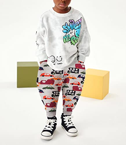 Tlaenson Boys Sweatpants, 2 Pack Cotton Toddler Boy Pants Drawstring Elastic Cartoon Robot Car Joggers Toddler Sweatpants For Kids, 6 Years #TOP6