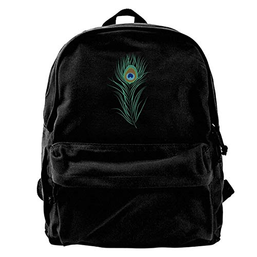 Fashion Casual Canvas BookbagUnisex Peacock Feather Style Lightweight Backpack School