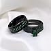 ringheart 2 Rings His and Hers Couple Rings Black Gold Plated Green Cz Womens Wedding Ring Sets Mens Stainless Steel Ring Wedding Bands