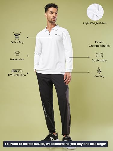 Image of TECHNOSPORT Men's Slim Fit Full Sleeve Polo T-Shirt with Collar, MATPIQ Quick Dry Moisture Wicking Polo Tee for Gym Sports Golf and Casual Wear