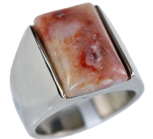 Sujak Jewelry Natural Agate Stone Men's Ring 316 Stainless Steel Size 10 T44 #TOP3
