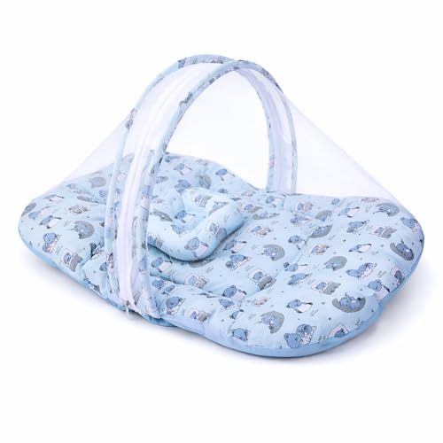 Image of Bibs & cribs Baby Bedding Set for New Born Mosquito Net for Newborn Infant 0 to 12 Months Soft Travel Sleeping Baby Bed Mattress with Pillow Portable Baby Nest for Boys and Girls