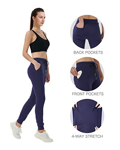 Calça de moletom feminina Zeronic Active Yoga para treino, calça de moletom com bolsos, Azul, X-Larg