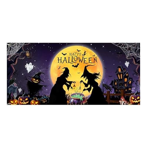 Banner per porta di garage di Halloween, copertura per porta del garage di Halloween, banner di tela di sfondo di Halloween appeso, garage porta bandiere covers (210 x 150 cm)