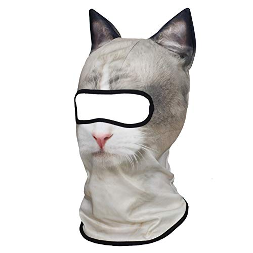 Image of WTACTFUL 3D Animal Ears Balaclava, Breathable Face Mask for Halloween