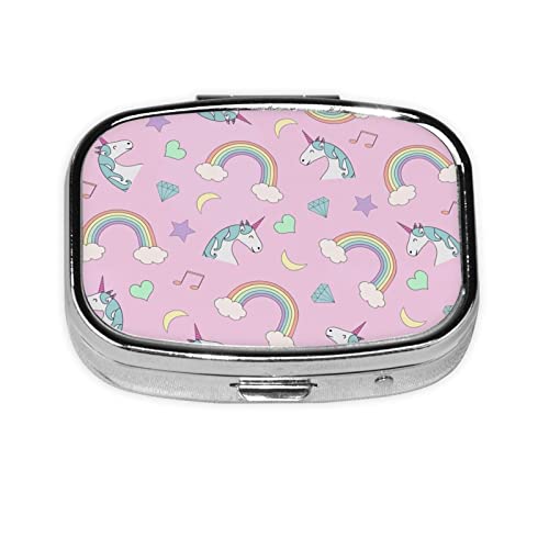 ピルケース 薬ケース かわいい ユニコーン レインボー スクエアピルボックス ピルボックス 小さなピルボックス ミニピルボックス ミニ薬箱 携帯ピルケース 収納ボックス 小物入れ 携帯用 くすり整理 人気 長方形 薄型 コンパクト 小型 おしゃれ くすり整