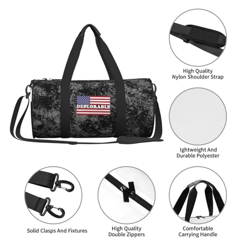Deplorable American Flag Convertible Garment Bag with Shoulder Strap, Carry on Garment Duffel Bag for Men Women - Rolling Foldable for Travel Luggage Bags (Black) 6