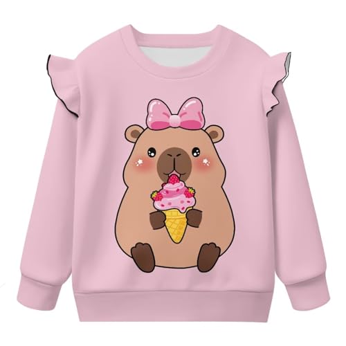 Girls Pullover Sweatshirt for Casual Everyday Sports Joints Shooting Runway Wear Round Neck Long Sleeve Top