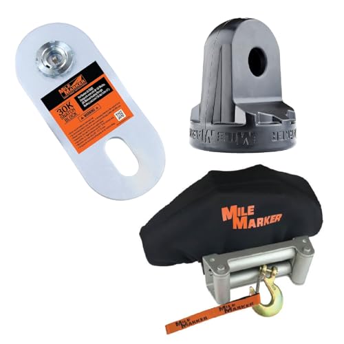 TrendsAuto Winch Shackle Mount and 30,000 lbs Capacity Heavy-Duty Snatch Block with Full-Size Neoprene Winch Cover | for Secure Vehicle Recovery | Includes TrendsAuto Decal