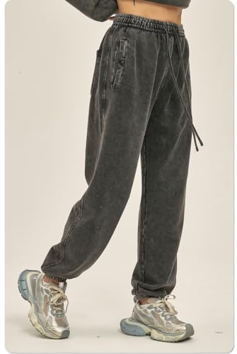 Obenie Men's Acid Wash Sweatpants Elastic Waist Drawstring Sweat Pants Cotton Athletic Jogger Pants with Pockets3