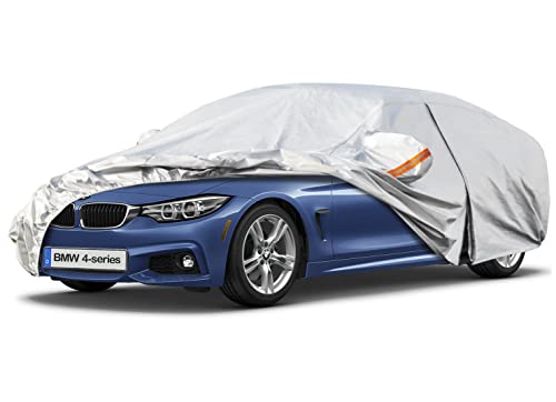 Kayme Bâche Voiture Étanche Respirante Compatible avec 2013-2022 BMW 4 Series(F36 F33 F32 G2 G23 G26), 6 Couches Housse de Protection Voiture Extérieur, Contre Pluie Soleil Poussière avec Zip.