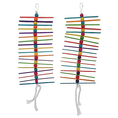 Totority Parrot Bite String Toys Wooden Climbing Frame Bird Plaything Bird Chew Toys Set