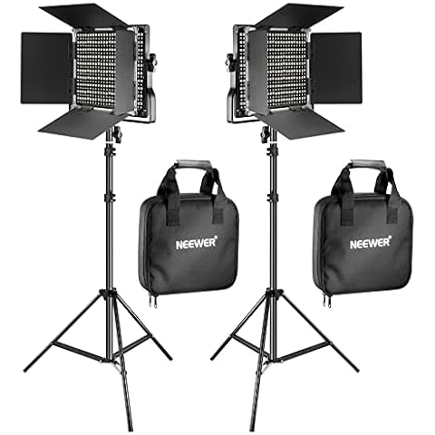 NEEWER 2 Pack Bi Color 660 LED Video Light and Stand Kit: (2) 3200-5600K CRI 96+ Dimmable Light with U Bracket and Barndoor, (2) 75 inches Light Stand for Studio Photography, Video Recording (Black) Cover