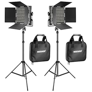 NEEWER 2-teiliges zweifarbiges 660-LED-Videolicht und Ständer: (2) 3200-5600 K CRI 96+ dimmbares Licht mit U-Halterung, Abschirmklappe, (2) 75-Zoll-Lichtstativ für Studio-, Videoaufnahmen
