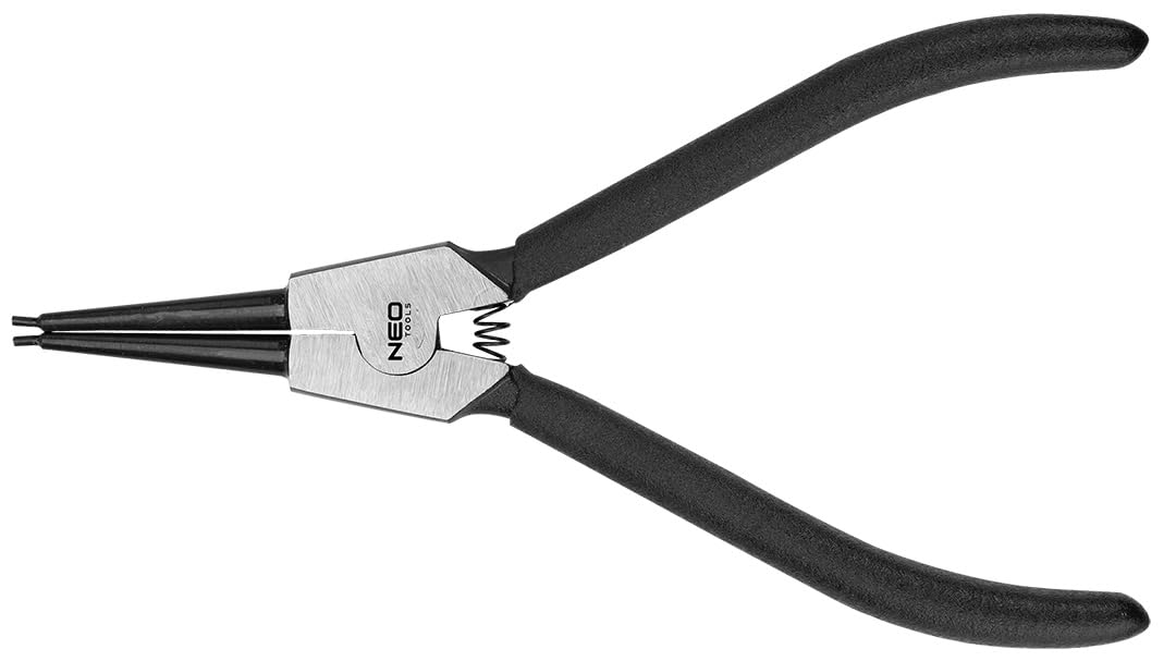 NEO TOOLS Set di 4 pinze per anelli elastici da 170/180 mm – Pinza per anelli di sicurezza dritte e curve per anello di sicurezza interno ed esterno – acciaio CrV – Pinza per anelli da mare con manici
