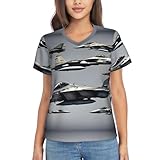 Simplicité élégante : avec son design simple mais élégant, ce t-shirt décontracté avec imprimé avion imprimé jet est un must dans toute garde-robe féminine et offre une transition sans couture du confort à la mode.
