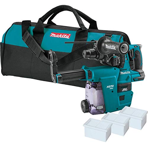 18V LXT® Lithium-Ion Brushless Cordless 1" Rotary Hammer, accepts SDS-PLUS bits, w/HEPA Dust Extractor Attachment, Tool Only - Makita XRH01ZWX