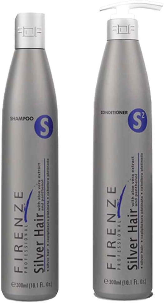 Firenze Professional Color Protection Bundle - Silver Hair Shampoo and Conditioner Pack with Free Red Gift Bag, Pack of 3