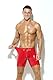 Bodywear4you Herren Leder Boxershorts Lack glänzend Optik, Wetlook sexy Unterwäsche, Clubwear Jockstraps mit offenem Schritt Ouvert Shorts Long Pants (as3, Alpha, x_l, Regular, Regular, Rot)
