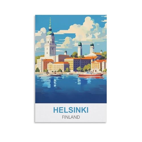 CTZIKWW Helsinki Finlande Affiche de voyage vintage 20 x 30 cm Impression sur toile Art mural