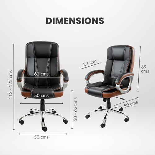 Image of activa Ergonomic Office Chair | Leatherette Seating Chair with Adjustable Height | 3-Year Warranty | 360 Revovling Chair| Comfortable Padded Seating /Suitable for Office /Study (Venture, Black & Tan)