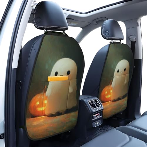 Protectores de asiento trasero White Ghost de calabaza de Halloween, pack de 2 3