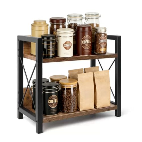 EUBSWA Estantería para especias, encimera de cocina, organizador de cocina, estante de cocina, estante de cocina, estante para tazas, 2 niveles, pequeño estante para cocina, esquina, oficina, baño