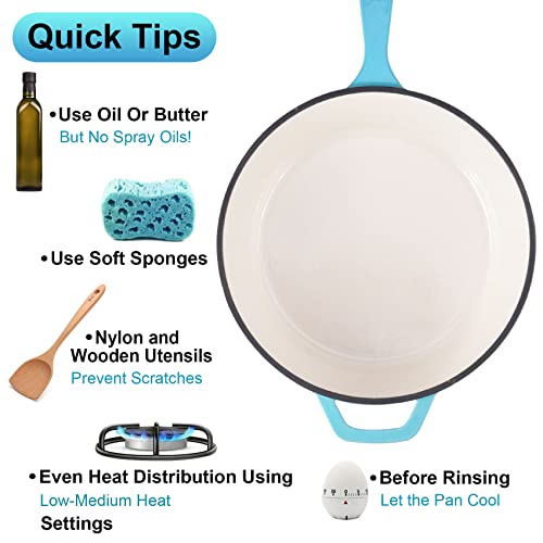 Suteck Enameled Cast Iron 2-In-1 Skillet Set, Heavy Duty 3.2 Quart Enamel Cookware Pot And Lid Set, Deep Saucepan And Shallow Skillet Dutch Oven Nonstick Frying Pan For Chef Kitchen (Green) #TOP6