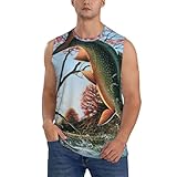 Camiseta sin mangas transpirable con estampado de cártamo y pez volador, de secado rápido, para verano, playa, atlético, gimnasio, camiseta sin mangas, Negro, XXL
