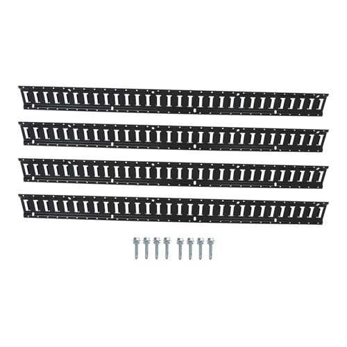 SEBLAFF 4-Pack 5Ft E-Track Tie-Down Horizontal Rail Black Wall-Mounted Tool Storage Rack Heavy Loads up to 2,000 Lbs with Pack of 8 Bolt Replacement for Cargo on Pickups Trucks Trailers