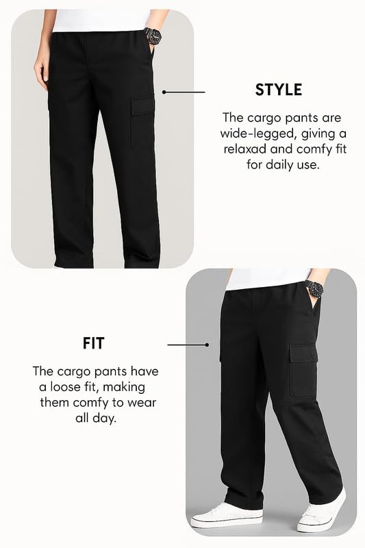 Image of DEELMO Men's Stylish Multi-Pocket Cargo Pants || Casual Fit Trousers || Stylish Cargo Trousers for Men || Men's Pants (MD506 01 04)
