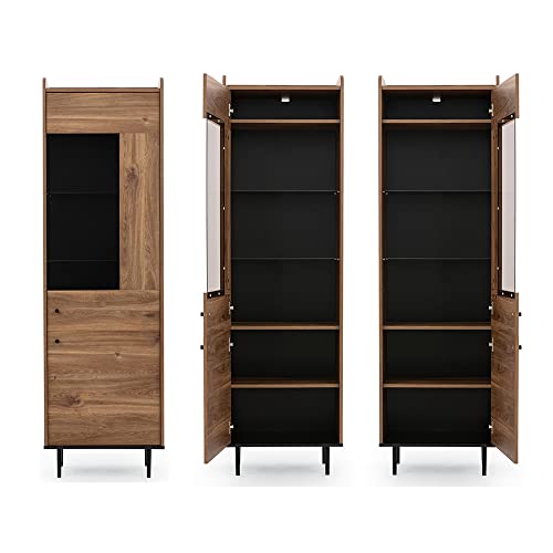 Lomadox Wohnwand Eiche Nb. im Retro Stil mit Griffen und Füßen aus Metall, B/H/T: ca. 330/200/40 cm – Bild 7