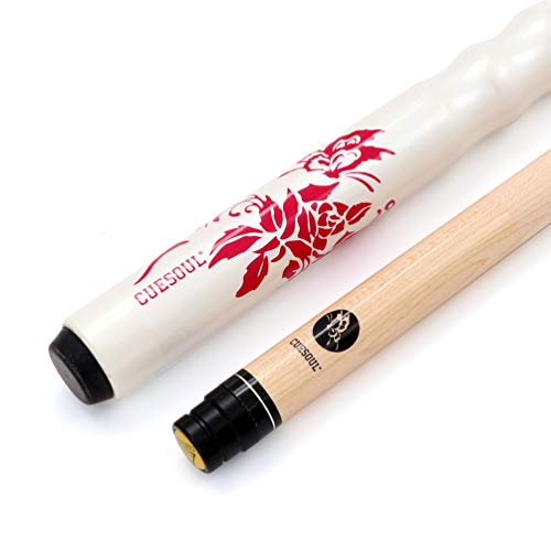 Cuesoul 58 Inch 21Oz Maple Pool Cue Stick 13Mm Cue Tips,Very Nice Grip + Joint Protector/Shaft Protector,White Pool Cue #TOP5