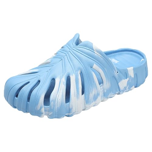 Image of Monstera Slippers, Variegated Monstera Shoes, Non-Slip Soft Lightweight Bathroom Slides Unisex