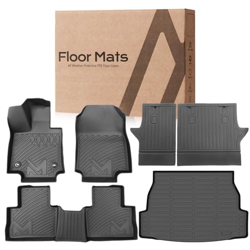 Image of TPE Automotive Floor Mats & Cargo Liner Custom for Toyota Rav4 2019-2025 (Include Hybrid), All Weather Cover Protection Waterproof Black Front & Rear Row Full Set Car Mats & Backrest Mats, 6PCS