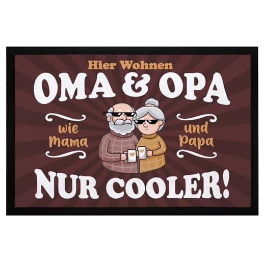 MoonWorks® Fußmatte Geschenk Hier wohnen Oma und Opa Großeltern lustige Geschenkidee Weihnachten rutschfest & waschbar schwarz-1 60x40cm