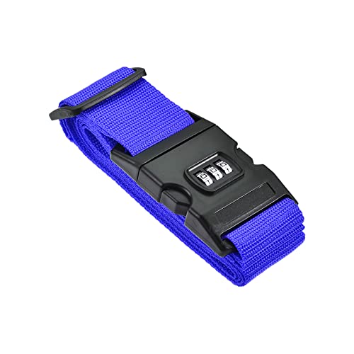 Image of M METERXITY 1 Pack Luggage Strap Suitcase Belt- Travel Combination Lock Adjustable PP Baggage Accessory with Buckle, Apply to Suitcase (79x2 Inch, Dark Blue)